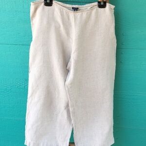 EILEEN FISHER 100% NATURAL LINEN PULL ON CAPRI PANTS SIZE LARGE